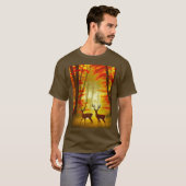 Zwei Hirsche in einem Herbstwald / Wald T-Shirt (Vorne ganz)