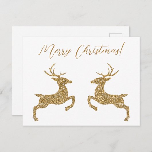 Zwei Hirsche in Imitaten Gelber Glitzer mit benutz Postkarte (Vorne/Hinten)