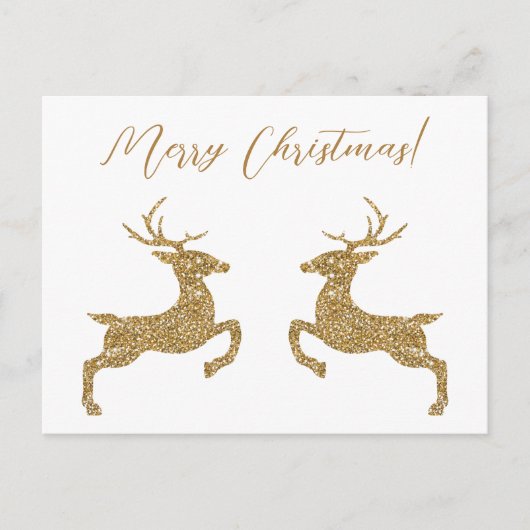 Zwei Hirsche in Imitaten Gelber Glitzer mit benutz Postkarte (Vorderseite)