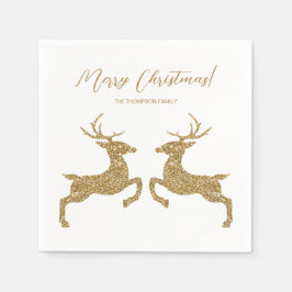 Zwei Hirsche in Imitaten Gelber Glitzer sehen mit  Serviette