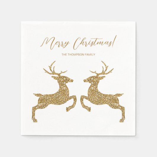 Zwei Hirsche in Imitaten Gelber Glitzer sehen mit  Serviette (Vorderseite)