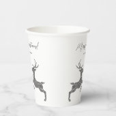 Zwei Hirsche in Imitaten Silber Glitzer mit benutz Pappbecher (Links)