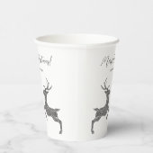 Zwei Hirsche in Imitaten Silber Glitzer mit benutz Pappbecher (Rechts)