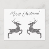 Zwei Hirsche in Imitaten Silber Glitzer mit benutz Postkarte (Vorderseite)