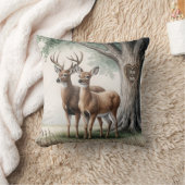 Zwei Hirsche mit Herz und Namen Kissen (Decke)