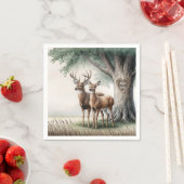 Zwei Hirsche mit Herz und Namen Serviette (Beispiel)