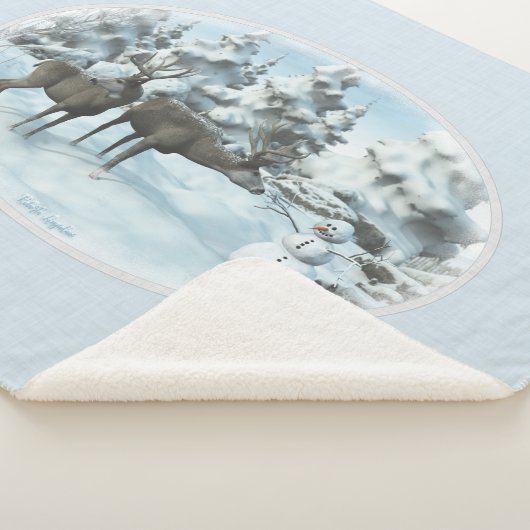Zwei Hirsche und ein Snowman Sherpa Blanket Sherpadecke (3/4)