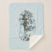 Zwei Hirsche und ein Snowman Sherpa Blanket Sherpadecke (Vorderseite)