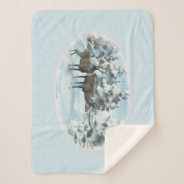 Zwei Hirsche und ein Snowman Sherpa Blanket Sherpadecke