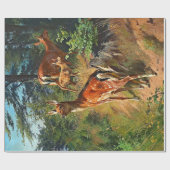 Zwei Hirsche und Niedliche Tiere im Wald entfallen Geschenkpapier (Flach)