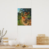 Zwei Hirsche und Niedliche Tiere im Wald Poster (Küche)