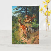 Zwei Hirsche und Niedliche Tiere in der Waldblankk Karte (Gelbe Blume)