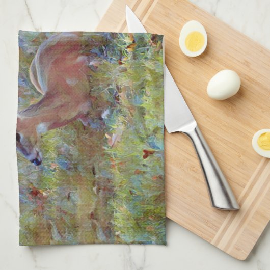 Zwei Hirschtraummüschchen, die das Kunsthandtuch a Geschirrtuch (Viertel Falte)