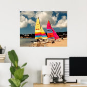 Zwei Hobie-Katamarans-Strand St Aubin Poster (Heimbüro)