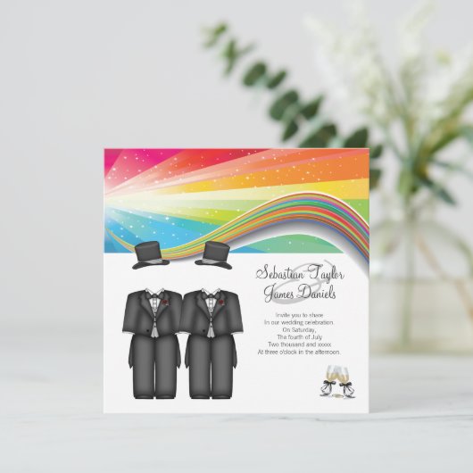 Zwei Hochzeiten Einladung (Stehend Vorderseite)