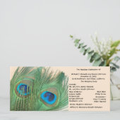 Zwei Hochzeitsprogramme für Golden Peacock Feather Programm (Stehend Vorderseite)