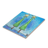 Zwei hohe Weihnachtsbäume Fliese (Seite)