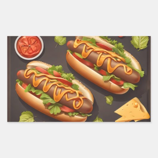 Zwei Hotdog Rechteckiger Aufkleber (Vorderseite)