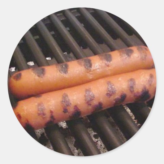 Zwei Hotdogs Grillen Runder Aufkleber (Vorderseite)