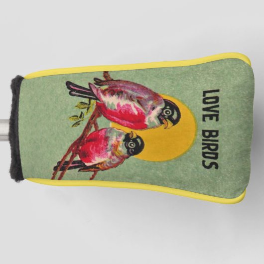 Zwei Hübsche Black Pink Love Birds Sun Green Golf Headcover (Vorderseite)