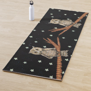 Zwei Hübsche Brown Owls auf Branch Blue Necklace Yogamatte