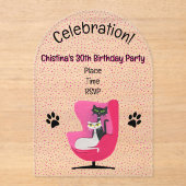 Zwei Hübsche Katzen aus dem Mittelalter Rosa Stuhl Acryleinladungen (Vorderseite)