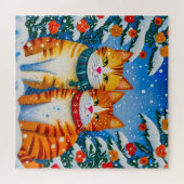 Zwei hübsche orange-weiße Katzen Puzzle (Horizontal)
