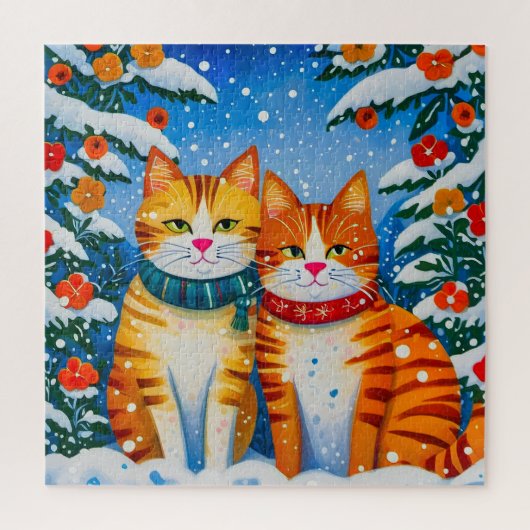 Zwei hübsche orange-weiße Katzen Puzzle (Vertikal)