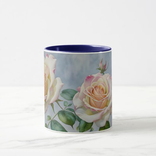 Zwei Hübsche Rose Blume Art Cup Tasse (Zentrum)