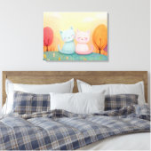 Zwei hübsche Wollkatzen sitzen zusammen Leinwanddruck (Insitu (Schlafzimmer))