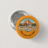 Zwei Hühner Knopf (Orange) Button (Vorne & Hinten)