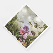 Zwei Humingvögel und ein rosa Orchid Serviette (Ecke)