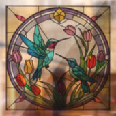 Zwei Hummingbirds & Tulip Blume Imitate aus festem Fensteraufkleber (Blatt 2)