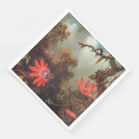 Zwei Hummingvögel auf den Reben der Passion-Blume Serviette (Ecke)
