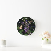 Zwei Hummingvögel fliegen mit Blume, Wall Clock Runde Wanduhr (Zuhause)