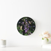 Zwei Hummingvögel fliegen mit Blume, Wall Clock Runde Wanduhr (Zuhause)