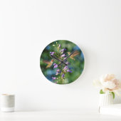 Zwei Hummingvögel fliegen mit Blume, Wall Clock Runde Wanduhr (Zuhause)