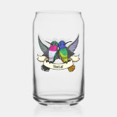 Zwei Hummingvögel mit dem Cartoon "Text Ribbon Nec Dosenglas (Vorderseite)