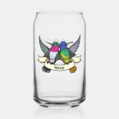 Zwei Hummingvögel mit dem Cartoon "Text Ribbon Nec Dosenglas (Rückseite)