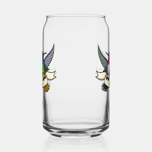 Zwei Hummingvögel mit dem Cartoon "Text Ribbon Nec Dosenglas (Rechts)