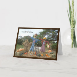 Zwei Humsive Scarecrows Erntedank Card Feiertagskarte