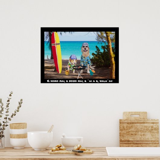 Zwei Hunde am Strand Poster (Küche)