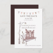 Zwei Hunde auf einem Tier Save the Date Hochzeit Ankündigung (Vorne/Hinten)