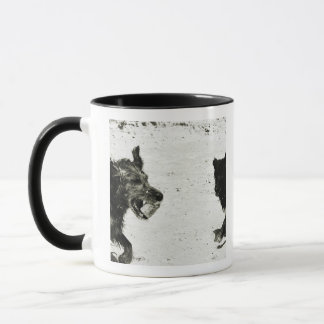 Zwei Hunde, die auf einem Strand spielen Tasse