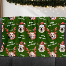Zwei Hunde Foto Reindeer Frohe Weihnachten Grün
