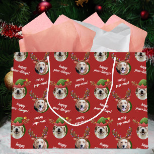 Zwei Hunde Foto Rentier Antler Frohe Weihnachts Ro Große Geschenktüte