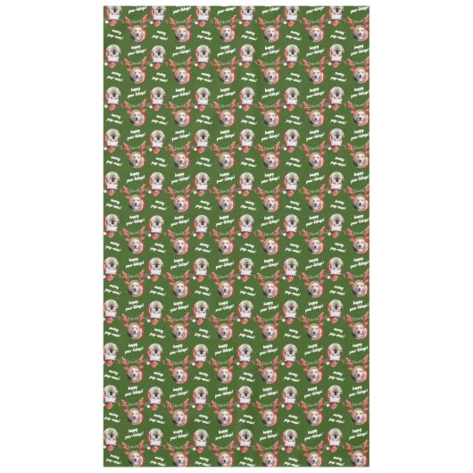 Zwei Hunde Foto Rentier Frohe Weihnachten Grün gro Tischdecke (Vorderseite)