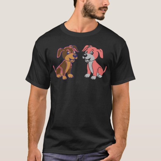 Zwei Hunde gestalten sich lustig T-Shirt (Vorderseite)
