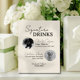 Zwei Hunde Hochzeitsignatur Drinks Bar signieren Sockelschild
