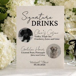 Zwei Hunde Hochzeitsignatur Drinks Bar signieren Sockelschild